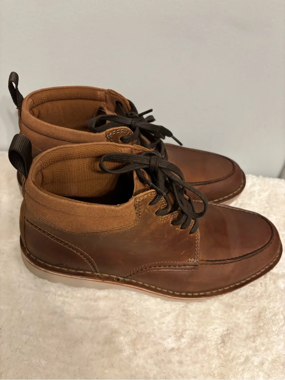 Clarks Brown Leather Chukka Lace-Up Boots